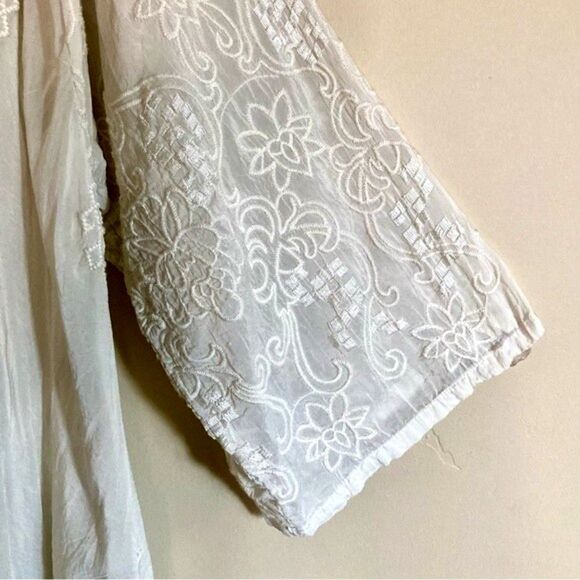 Johnny Was Motley Intricate Tonal Embroidered Kimono Jacket Cream Size M - L - Picture 10 of 16